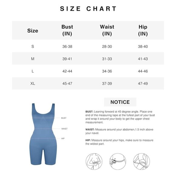 POPILUSH {NWT} The Shapewear Romper | Small | dusty blue | workout jumpsuit - Picture 11 of 11